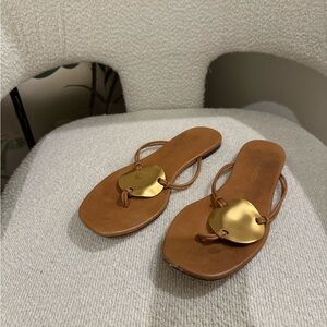 Tory Burch Tan and Gold Sandal